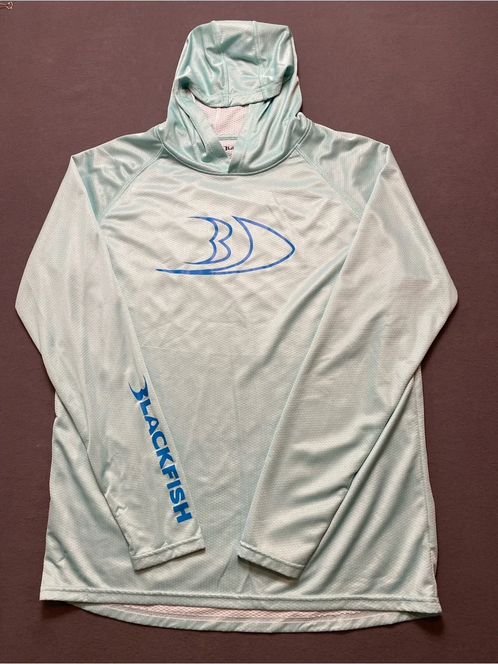 Blackfish Men’s L Light Mint Hoodie Rash Guard with Blue Logo
